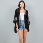 Wholesale lightweight Kimono Aztec Stitch Detail Fringe Sleeves One Fits Most Po