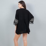 Wholesale lightweight Kimono Aztec Stitch Detail Fringe Sleeves One Fits Most Po