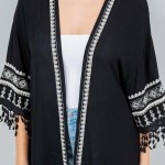 Wholesale lightweight Kimono Aztec Stitch Detail Fringe Sleeves One Fits Most Po