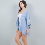 Wholesale lightweight Kimono Aztec Stitch Detail Fringe Sleeves One Fits Most Po
