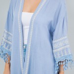 Wholesale lightweight Kimono Aztec Stitch Detail Fringe Sleeves One Fits Most Po