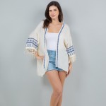 Wholesale lightweight Kimono Aztec Stitch Detail Fringe Sleeves One Fits Most Po