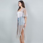 Wholesale long Fish Net Tinsel Kimono Fringed Bottom One Fits Most Polyester