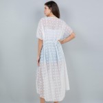Wholesale long Sheer Swim Suit Cover Up Fuzzy Polka Dot Details Drawstring Closu