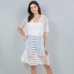 Wholesale lace Mesh Swim Suit Cover Up Scalloped Edges One Fits Most Polyester