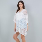 Wholesale lace Mandala Mesh Swimsuit Cover Up Scalloped Edges One Fits Most Poly