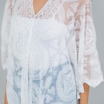 Wholesale lace Mandala Mesh Swimsuit Cover Up Scalloped Edges One Fits Most Poly