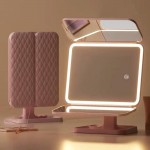 Wholesale tri Fold LED Table Mirror USB Rechargeable Charger Included Light Sett