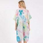 Wholesale watercolor Flower Print Kimono One Fits Most Polyester