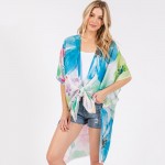 Wholesale watercolor Flower Print Kimono One Fits Most Polyester