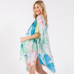 Wholesale watercolor Flower Print Kimono One Fits Most Polyester