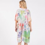 Wholesale watercolor Flower Print Kimono One Fits Most Polyester