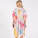 Wholesale watercolor Flower Print Kimono One Fits Most Polyester