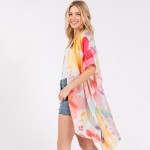 Wholesale watercolor Flower Print Kimono One Fits Most Polyester