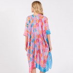 Wholesale two Abstract Print Silky Kimono One Fits Most Polyester