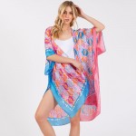 Wholesale two Abstract Print Silky Kimono One Fits Most Polyester