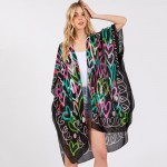 Wholesale multi Color Hearts Print Silky Kimono One Fits Most Polyester