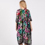 Wholesale multi Color Hearts Print Silky Kimono One Fits Most Polyester