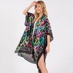 Wholesale multi Color Hearts Print Silky Kimono One Fits Most Polyester
