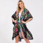 Wholesale multi Color Hearts Print Silky Kimono One Fits Most Polyester