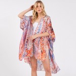 Wholesale abstract Print Silky Kimono One Fits Most Polyester