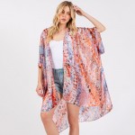 Wholesale abstract Print Silky Kimono One Fits Most Polyester
