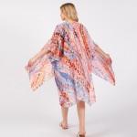 Wholesale abstract Print Silky Kimono One Fits Most Polyester