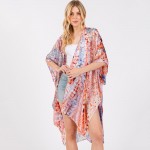 Wholesale abstract Print Silky Kimono One Fits Most Polyester