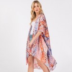 Wholesale abstract Print Silky Kimono One Fits Most Polyester