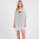 Wholesale crochet Lace Swimsuit Cover Up Tassel Details One Fits Most Polyester