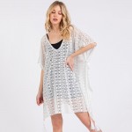 Wholesale crochet Lace Swimsuit Cover Up Tassel Details One Fits Most Polyester