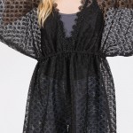 Wholesale scalloped Open Knit Swim Suit Cover Up Lace Neck Line One Fits Most Po