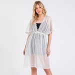 Wholesale scalloped Open Knit Swim Suit Cover Up Lace Neck Line One Fits Most Po