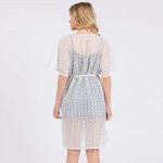 Wholesale scalloped Open Knit Swim Suit Cover Up Lace Neck Line One Fits Most Po