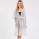 Wholesale scalloped Open Knit Swim Suit Cover Up Lace Neck Line One Fits Most Po