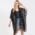 Wholesale flower Pattern Crochet Lace Kimono Fringe Details One Fits Most Polyes