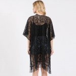 Wholesale flower Pattern Crochet Lace Kimono Fringe Details One Fits Most Polyes