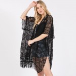 Wholesale flower Pattern Crochet Lace Kimono Fringe Details One Fits Most Polyes