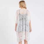 Wholesale flower Pattern Crochet Lace Kimono Fringe Details One Fits Most Polyes