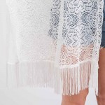 Wholesale flower Pattern Crochet Lace Kimono Fringe Details One Fits Most Polyes