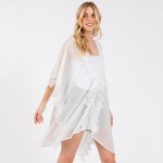 Wholesale sheer Poncho Flower Lace Details One Fits Most Polyester