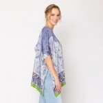 Wholesale do Everything Love Leaf Print Poncho One Fits Most Rayon Nylon