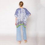 Wholesale do Everything Love Leaf Print Poncho One Fits Most Rayon Nylon