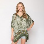 Wholesale do Everything Love Leaf Print Poncho One Fits Most Rayon Nylon