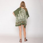 Wholesale do Everything Love Leaf Print Poncho One Fits Most Rayon Nylon
