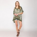 Wholesale do Everything Love Leaf Print Poncho One Fits Most Rayon Nylon