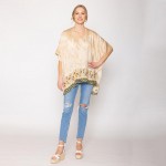 Wholesale do Everything Love Leaf Print Poncho One Fits Most Rayon Nylon