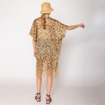 Wholesale do Everything Love Leopard Lurex Kimono Fringe Details One Fits Most P