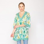 Wholesale do Everything Love Ikat Print Poncho One Fits Most Polyester