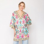 Wholesale do Everything Love Ikat Print Poncho One Fits Most Polyester